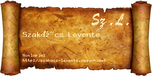 Szakács Levente névjegykártya